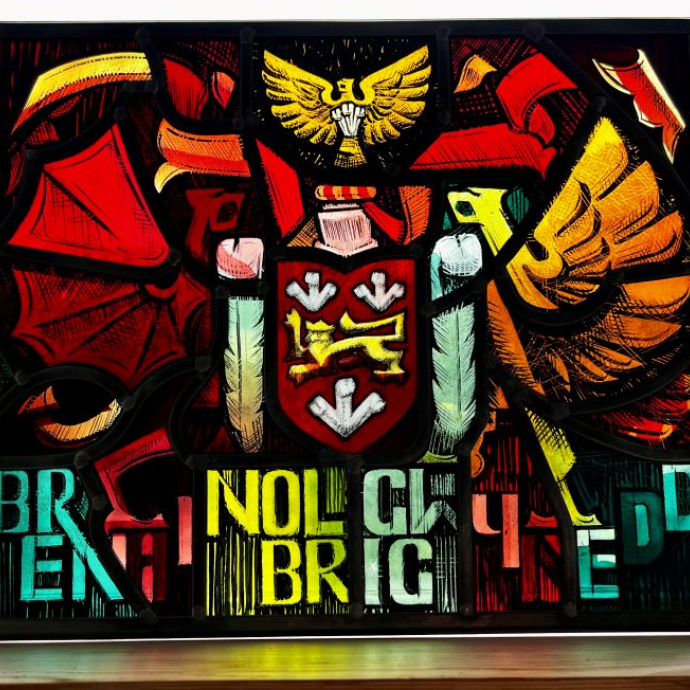 A colourful stained glass window.