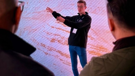 Nathan presenting in the immersive room