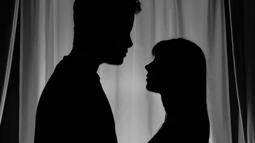 Black and white photo of a man and woman
