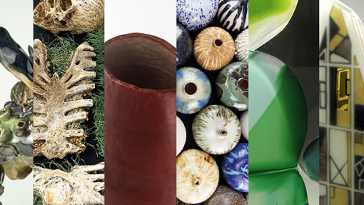 different art materials merged into columns