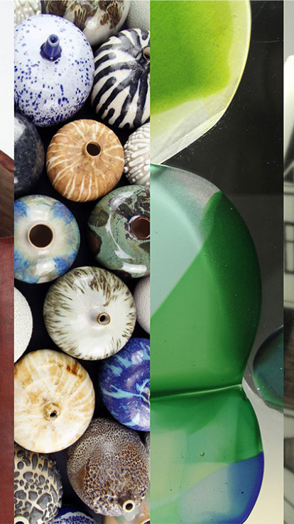 different art materials merged into columns