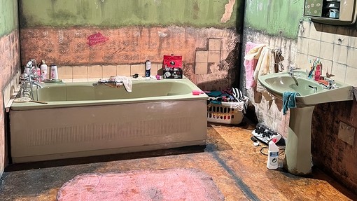 The bathroom for the Brixton squat, London 1982.