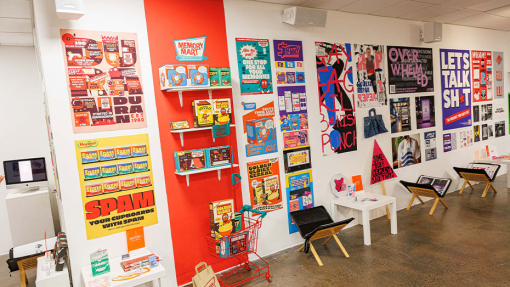 students work on display