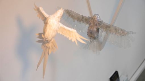 art and design of birds made out of materials