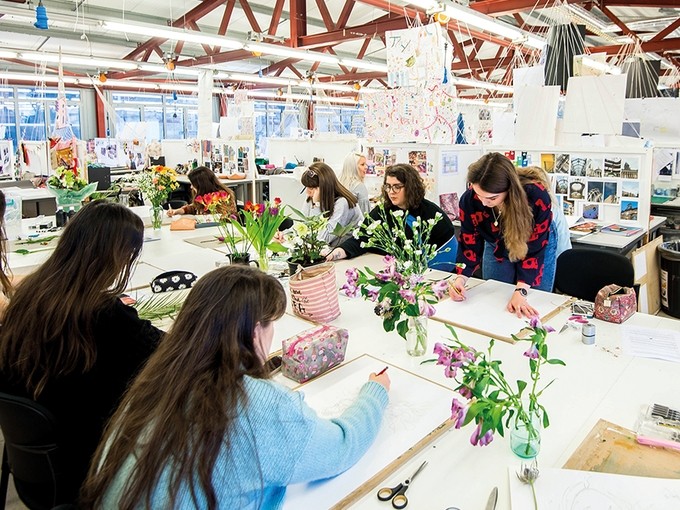 Surface Pattern students working in a studio