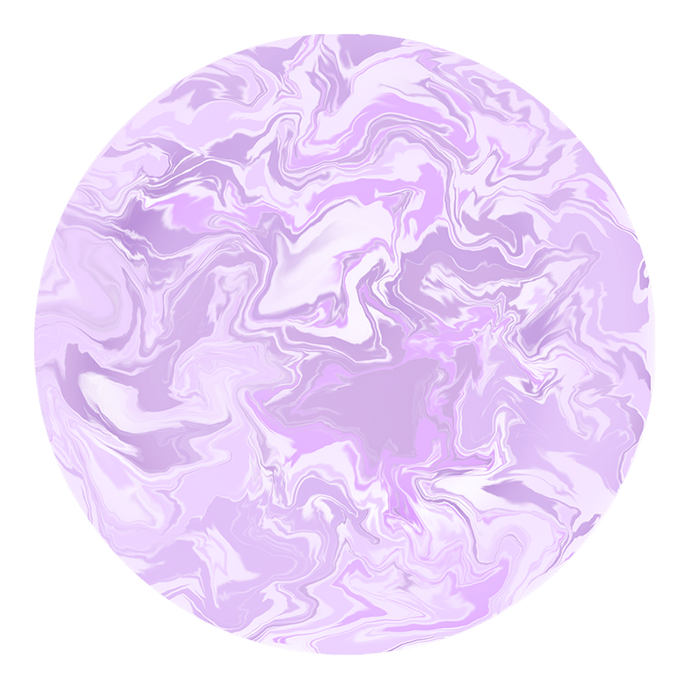 A circle whose surface is swirled with a marbling effect in shades of pale pink and lilac.