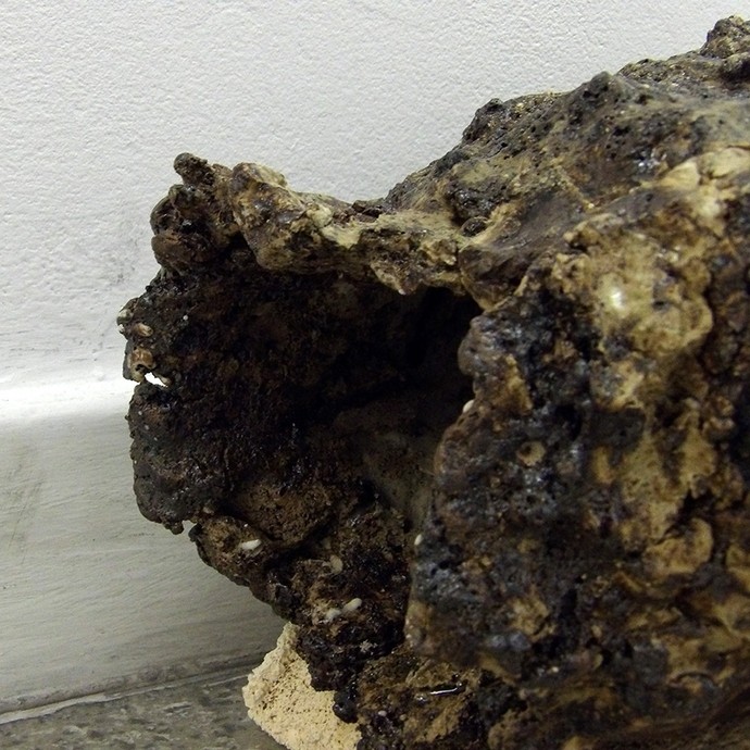 A sculpture of a rocky cavity. 